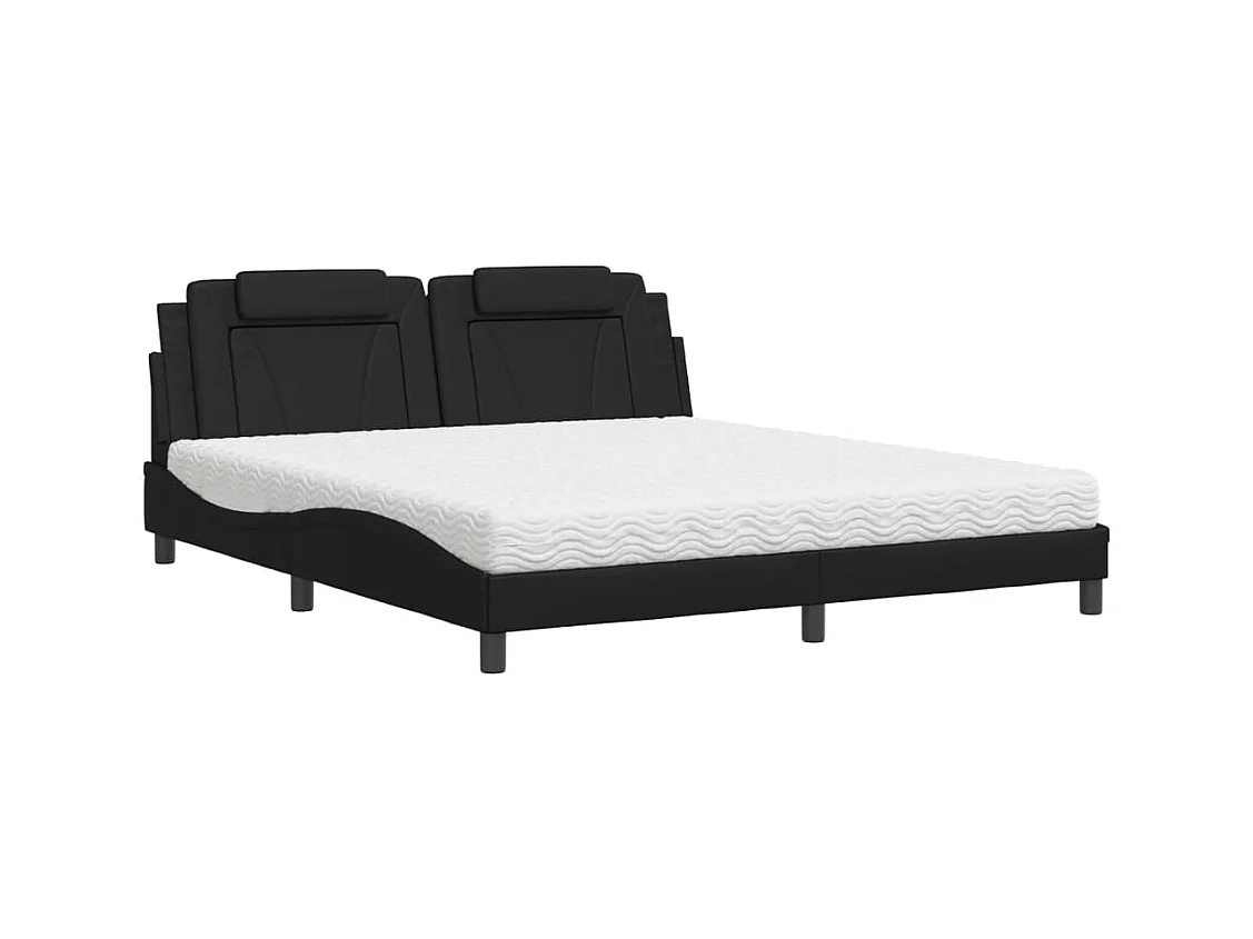 Lit Viana avec matelas noir 180x200 cm similicuir