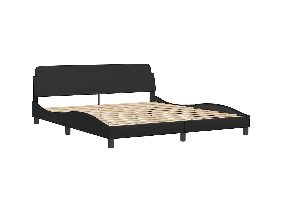 Lit Viana avec matelas noir 180x200 cm similicuir