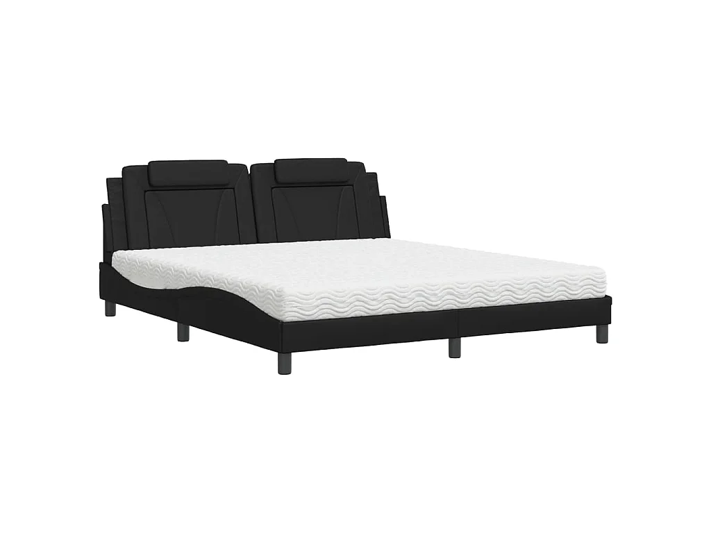 Lit Viana avec matelas noir 180x200 cm similicuir