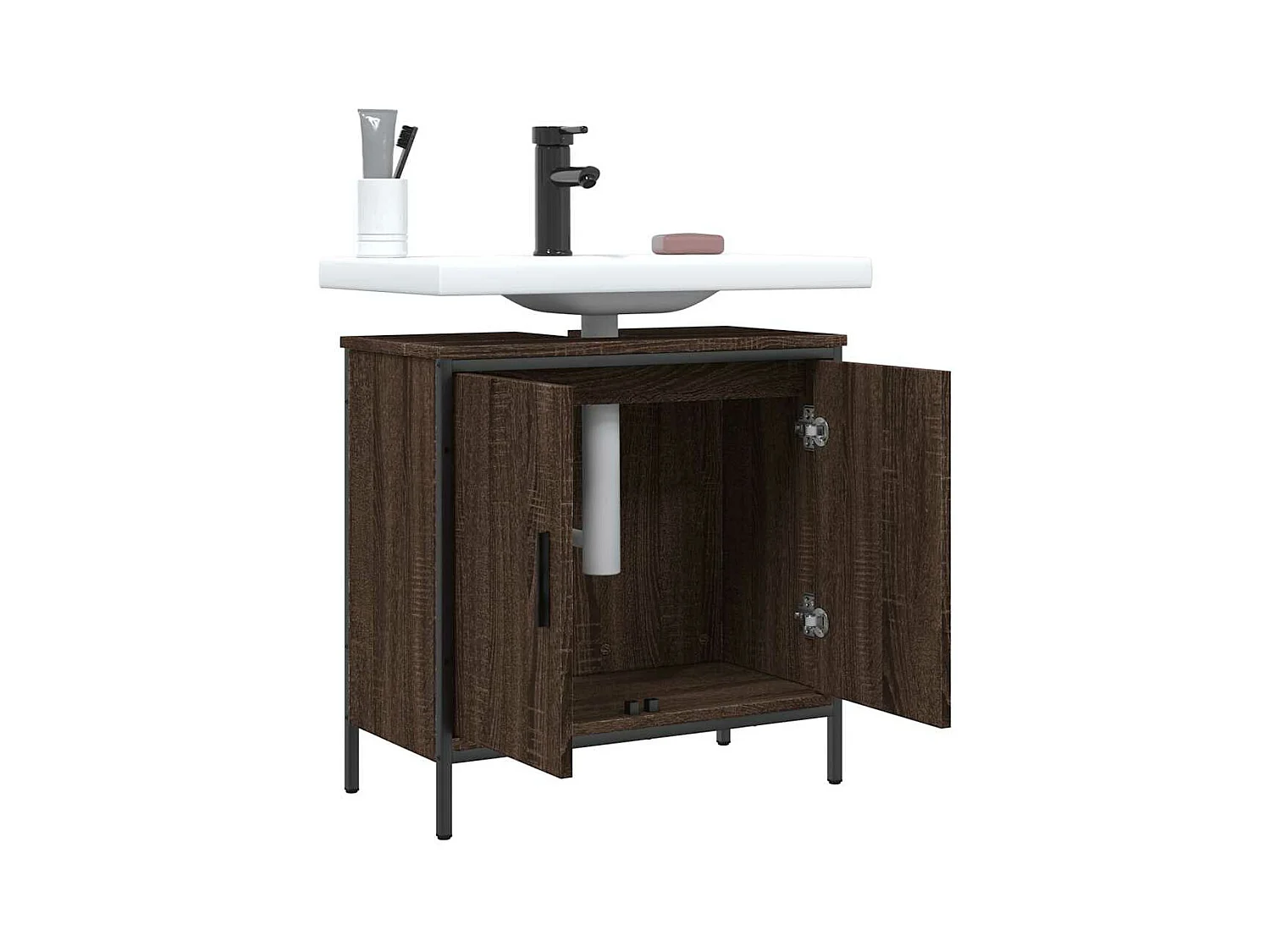 Armoire lavabo de salle de bain chêne marron 60x30x60 cm