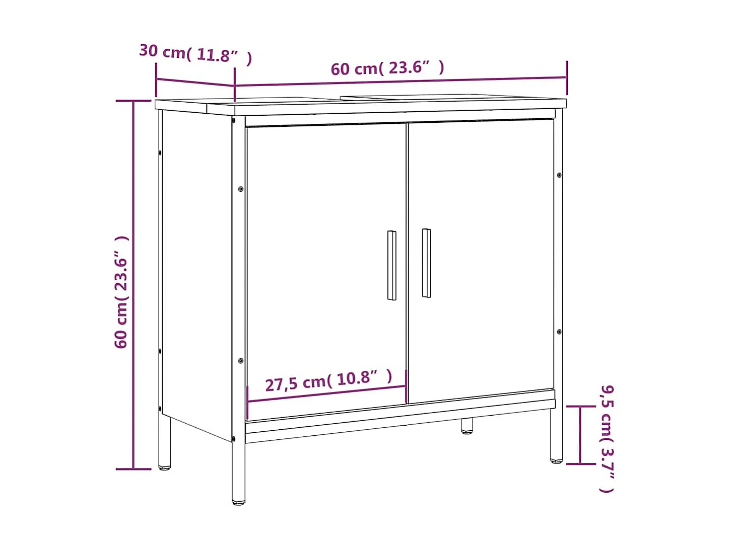 Waschbeckenunterschrank Braun Eichen-Optik 60x30x60 cm
