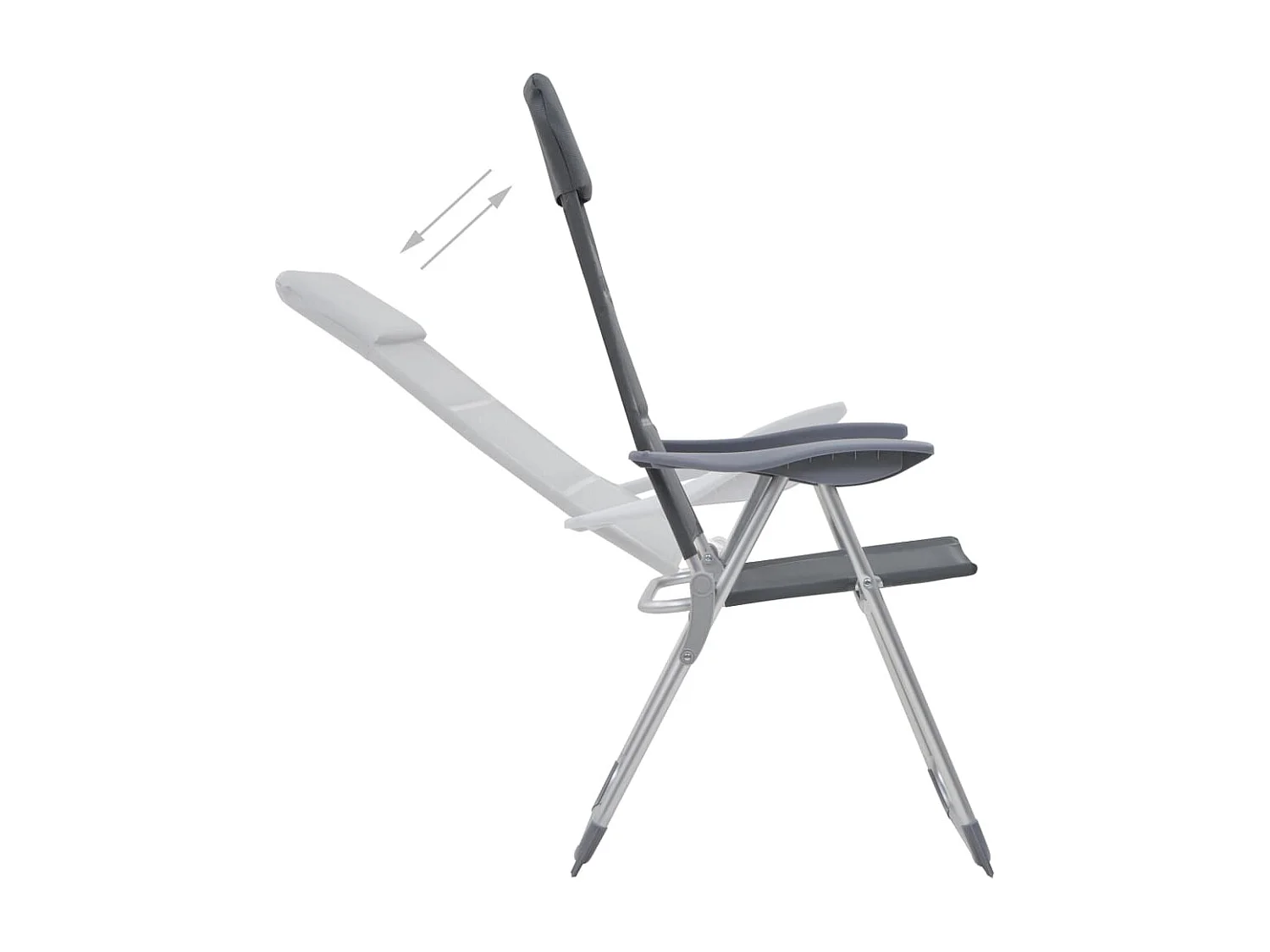 Chaise de camping lot de 2 Gris 58x69x111 cm Aluminium