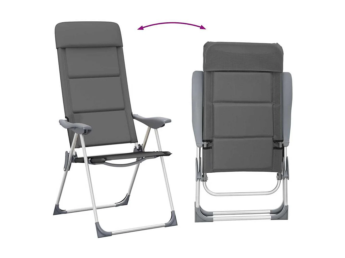 Chaise de camping lot de 2 Gris 58x69x111 cm Aluminium