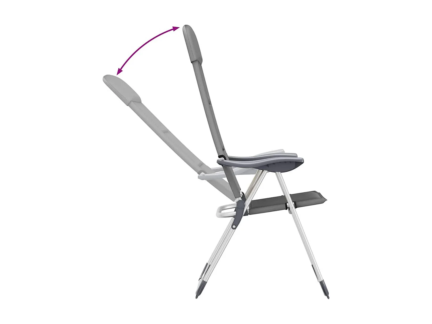 Chaise de camping lot de 2 Gris 58x69x111 cm Aluminium