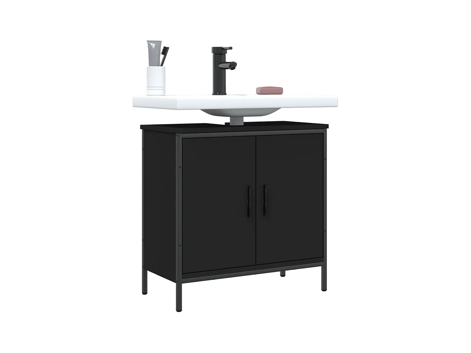 Armoire lavabo de salle de bain noir 60x30x60 cm