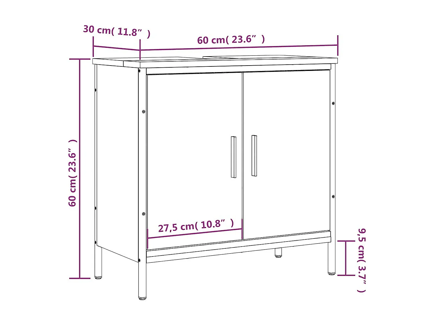 Wastafelkast 60x30x60 cm bewerkt hout zwart