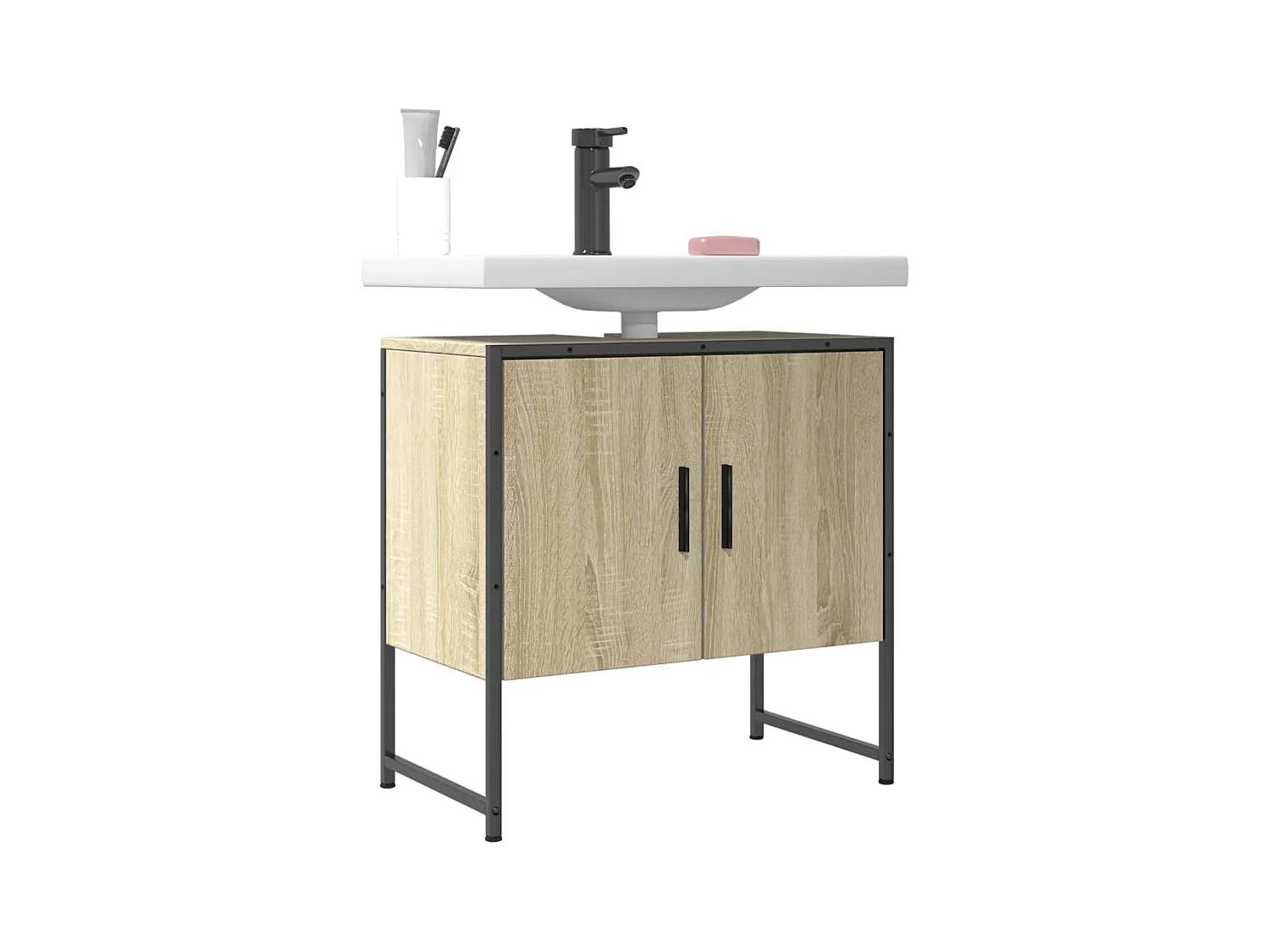 Mobile Lavabo Bagno Rovere Sonoma 60x33x60 cm Legno Multistrato