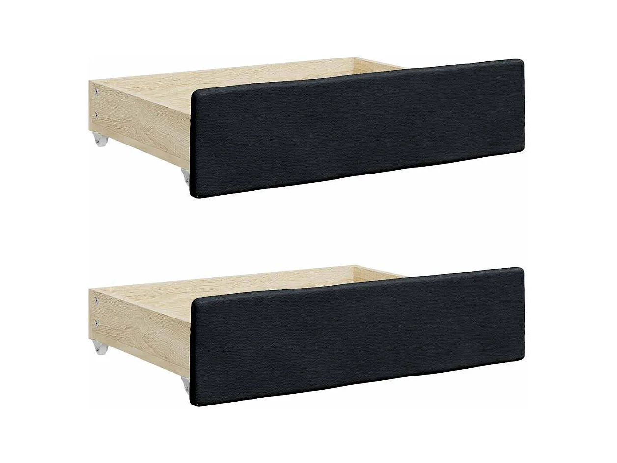 Bettschubladen 2 Stk. Schwarz Holzwerkstoff und Kunstleder