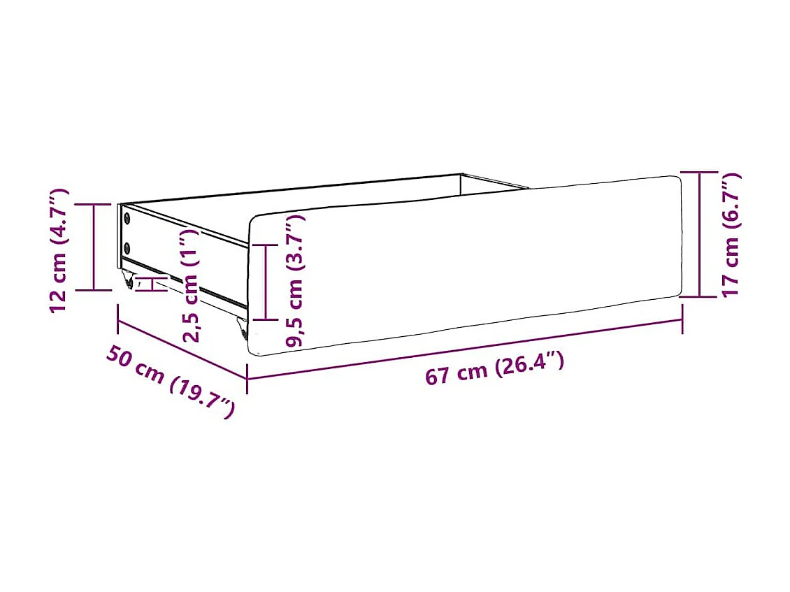 Tiroirs de lit 2 pcs noir bois d'ingénierie et similicuir