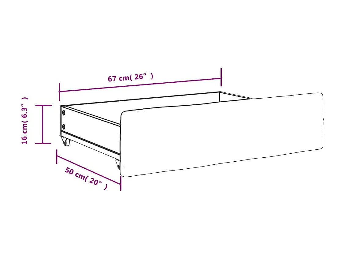 Tiroirs de lit 2 pcs noir bois d'ingénierie et similicuir