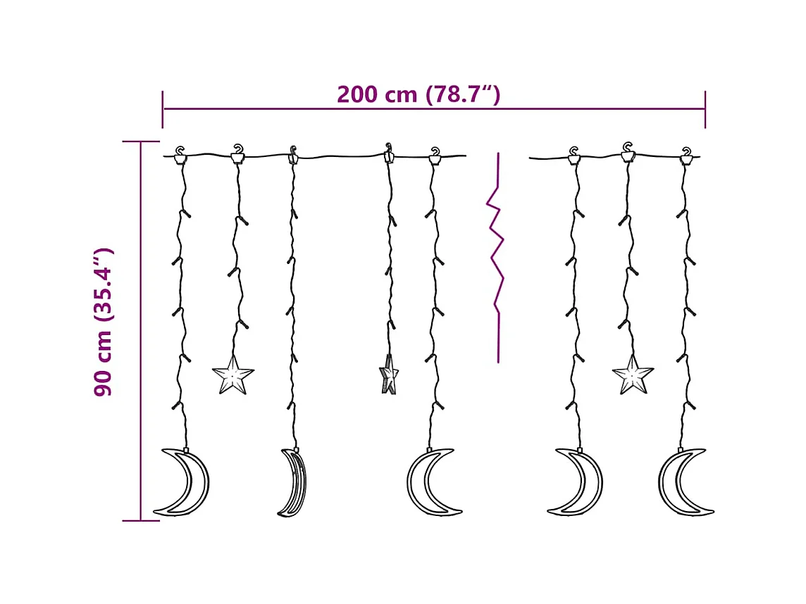Estrelas e luas de luz c/ controlo remoto 138 LEDs azul