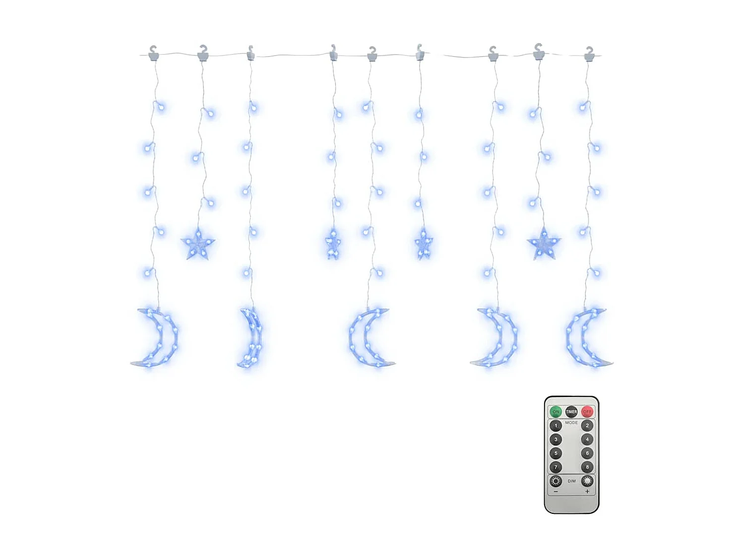 Guirlande lumineuse étoile et lune avec télécommande 138 LED