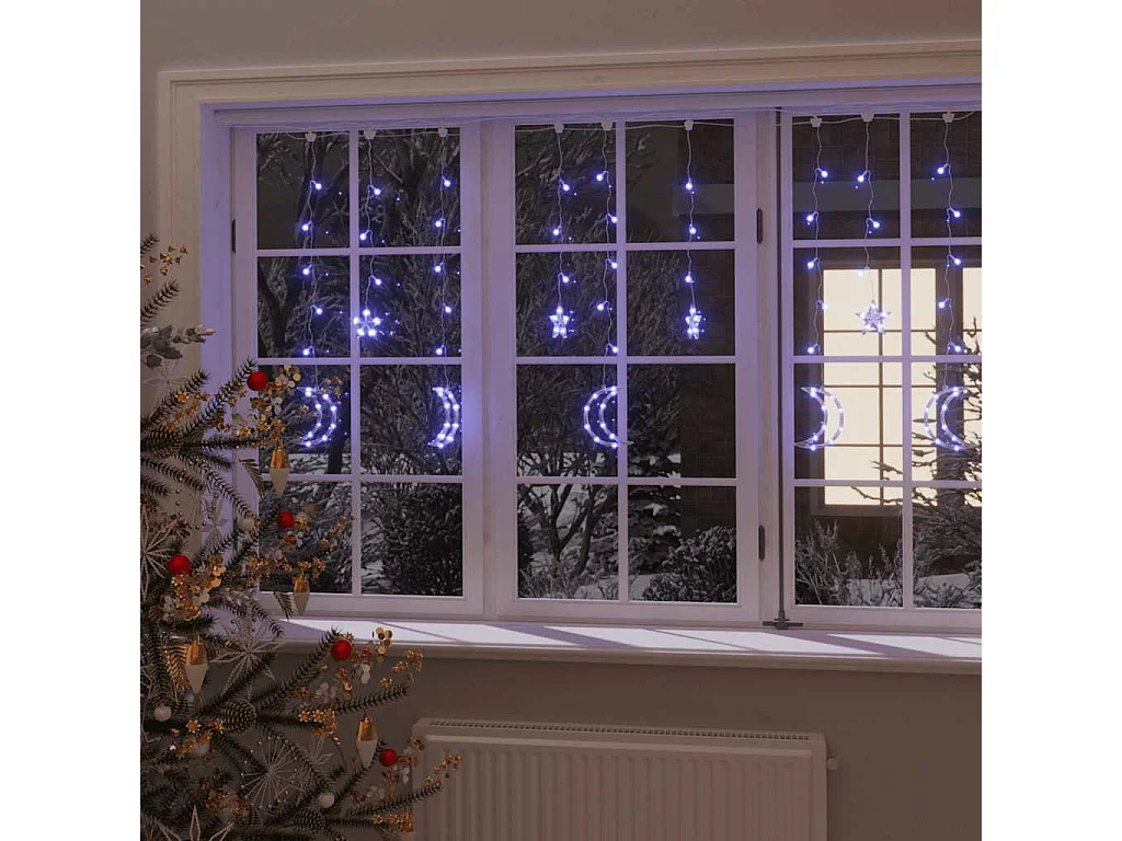 Lichtslinger ster en maan afstandsbediening 138 LED's blauw