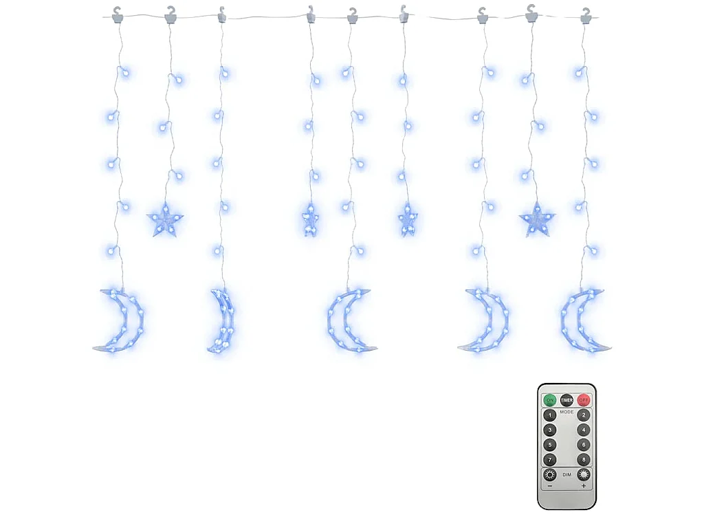 Guirlande lumineuse étoile et lune avec télécommande 138 LED