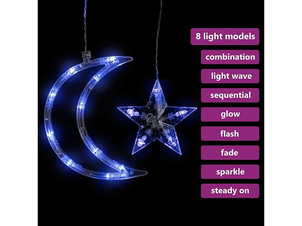 Estrelas e luas de luz c/ controlo remoto 138 LEDs azul