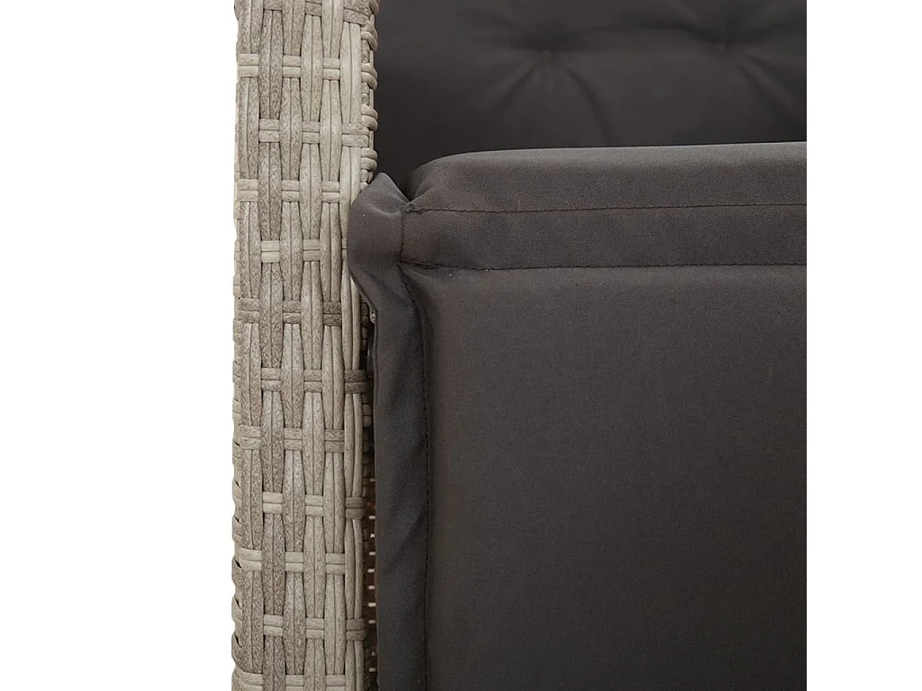 Set Pranzo da Giardino 3pz con Cuscini Grigio Chiaro Polyrattan