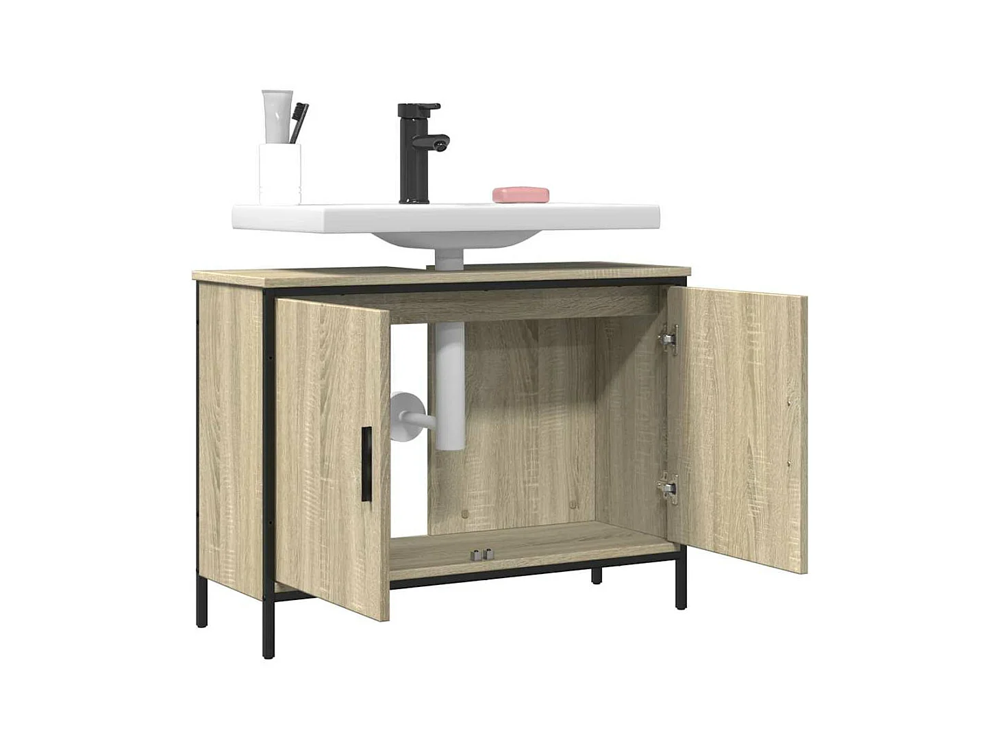 Móvel p/ lavatório 80x30x60cm derivados madeira carvalho sonoma