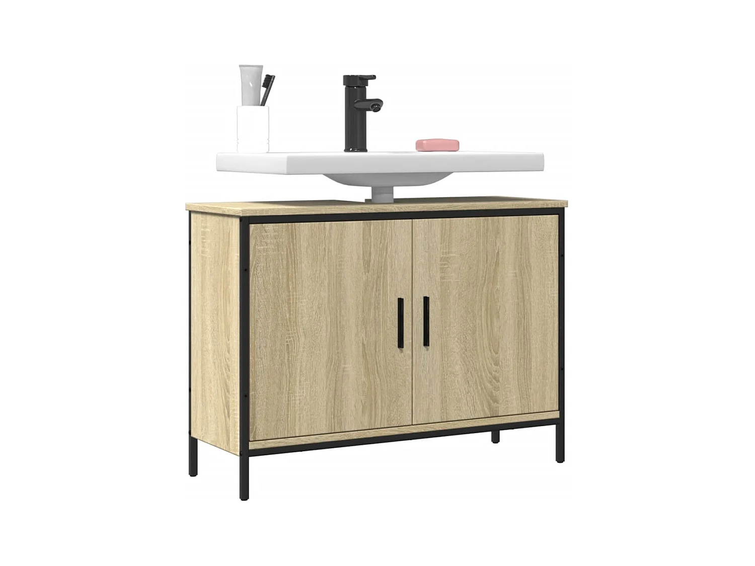 Armoire lavabo de salle de bain chêne sonoma 80x30x60 cm