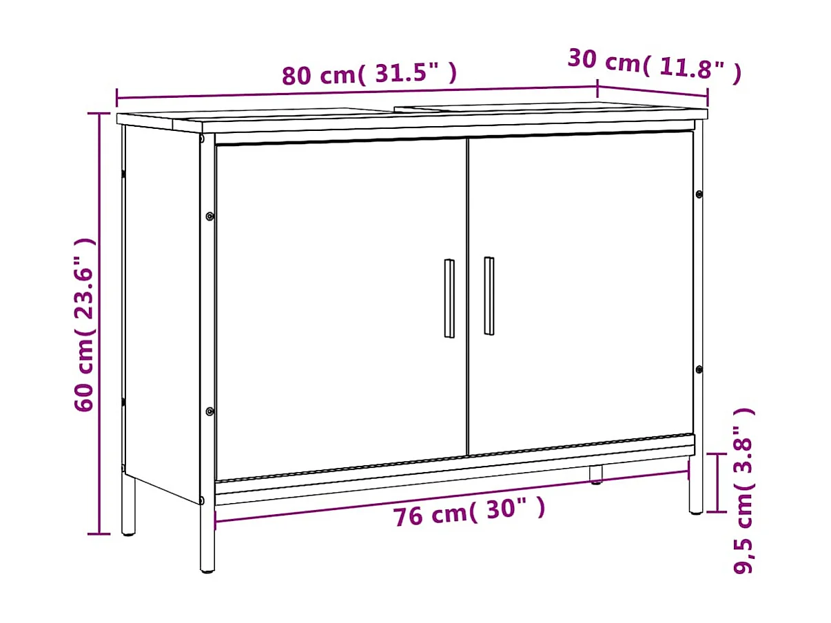 Armoire lavabo de salle de bain chêne sonoma 80x30x60 cm