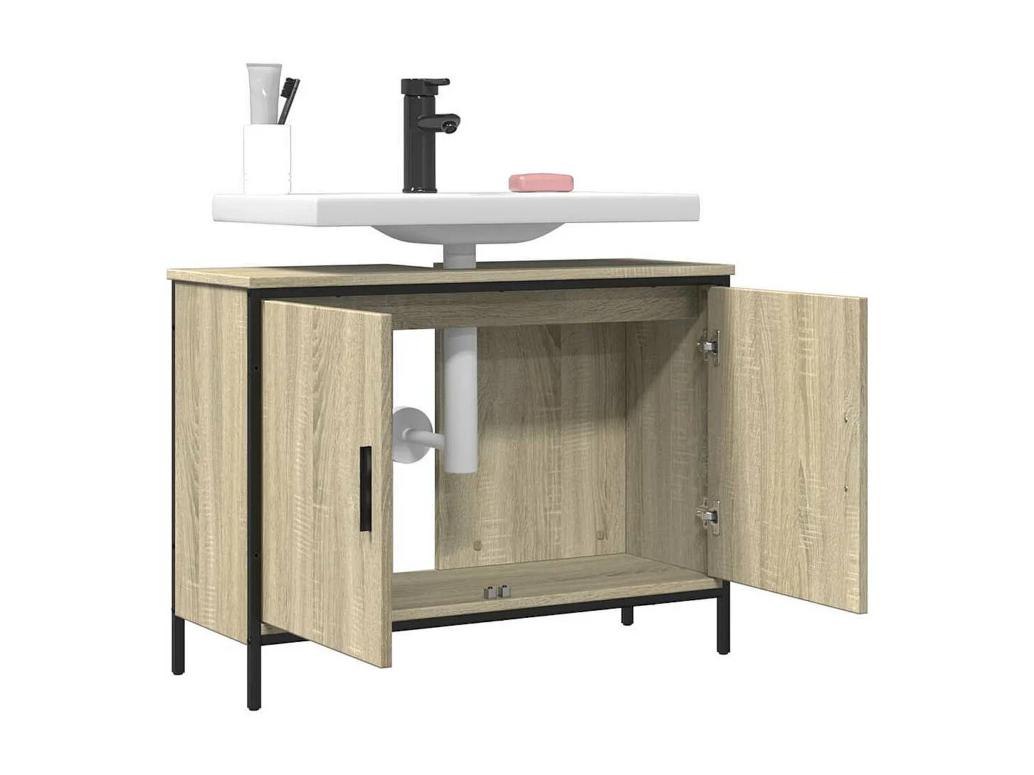 Armoire lavabo de salle de bain chêne sonoma 80x30x60 cm