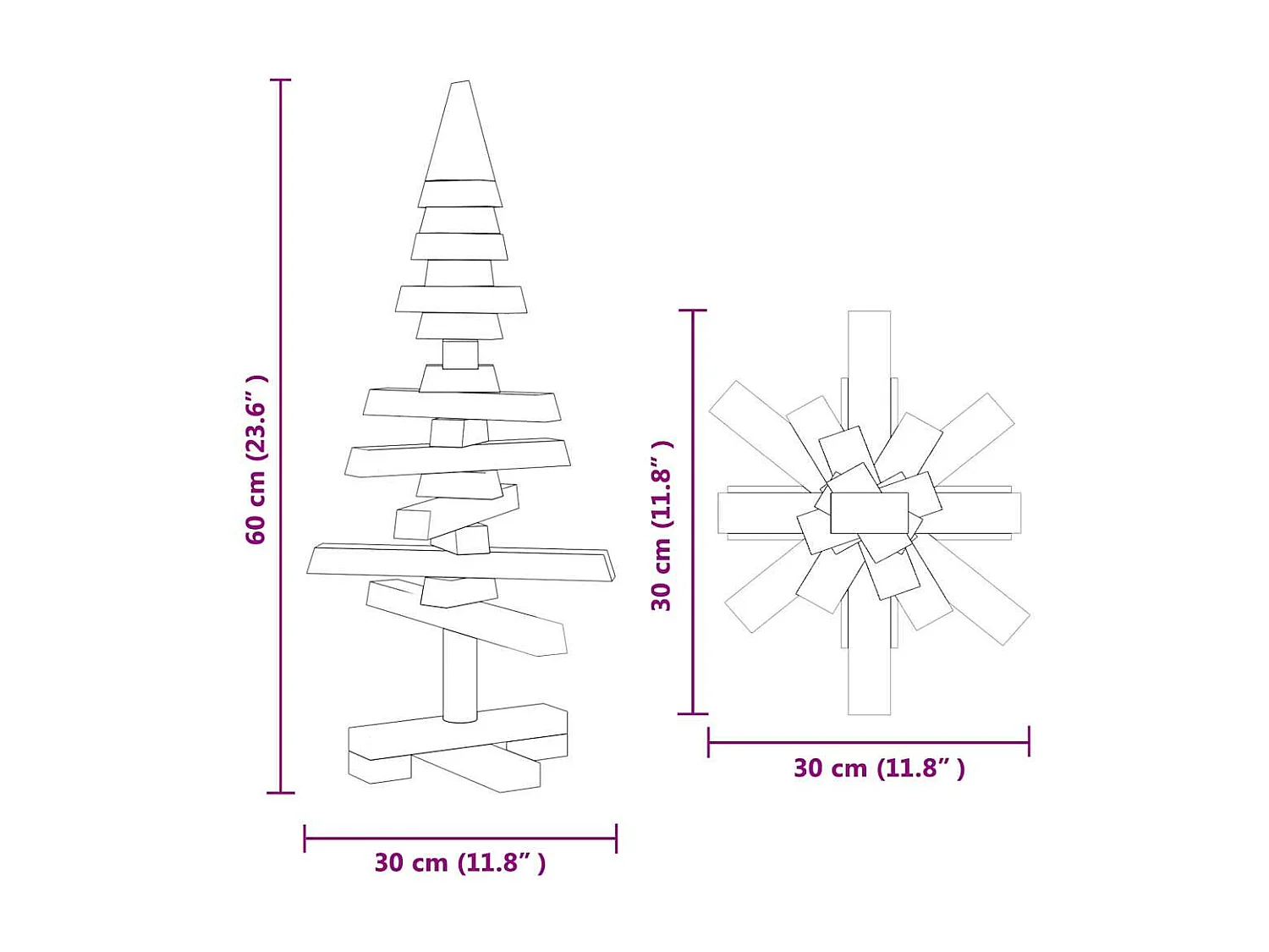 Arbre de Noël en bois pour décoration 60 cm bois massif de pin