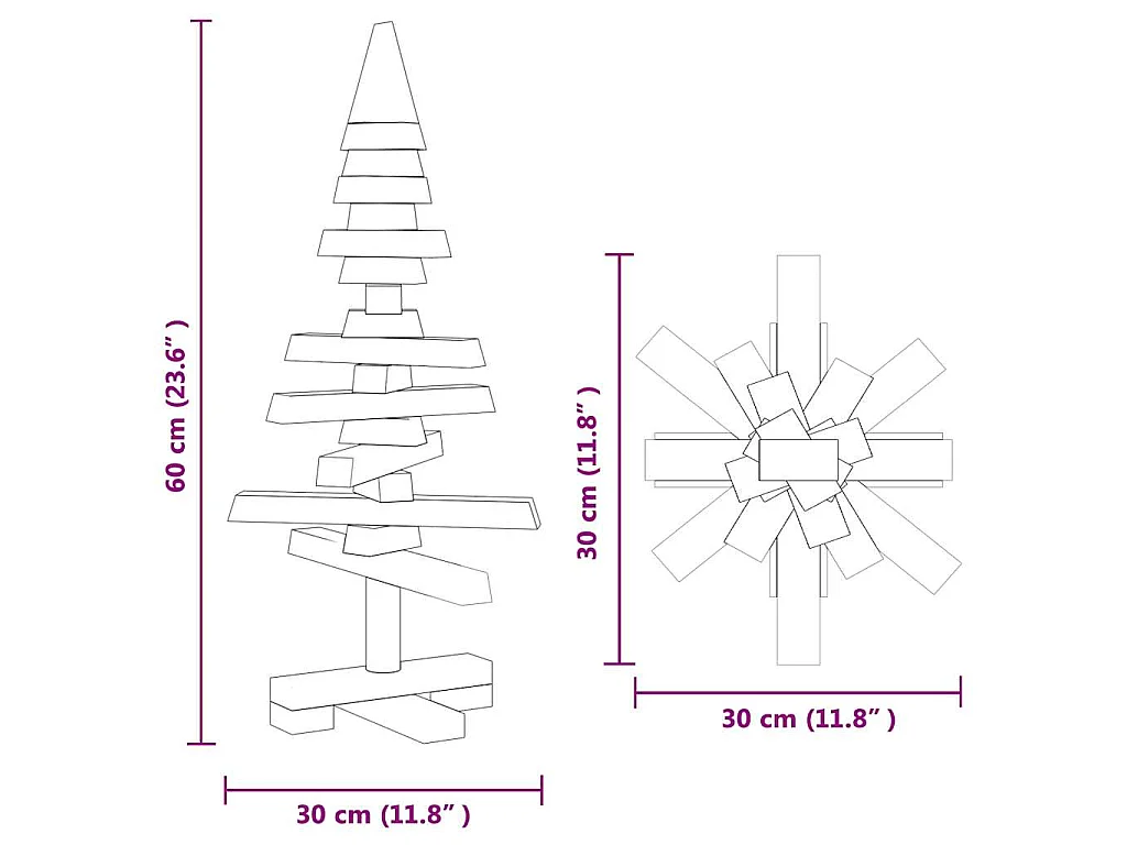 | Houten kerstboom | natuurlijk 60 cm Massief grenenhout