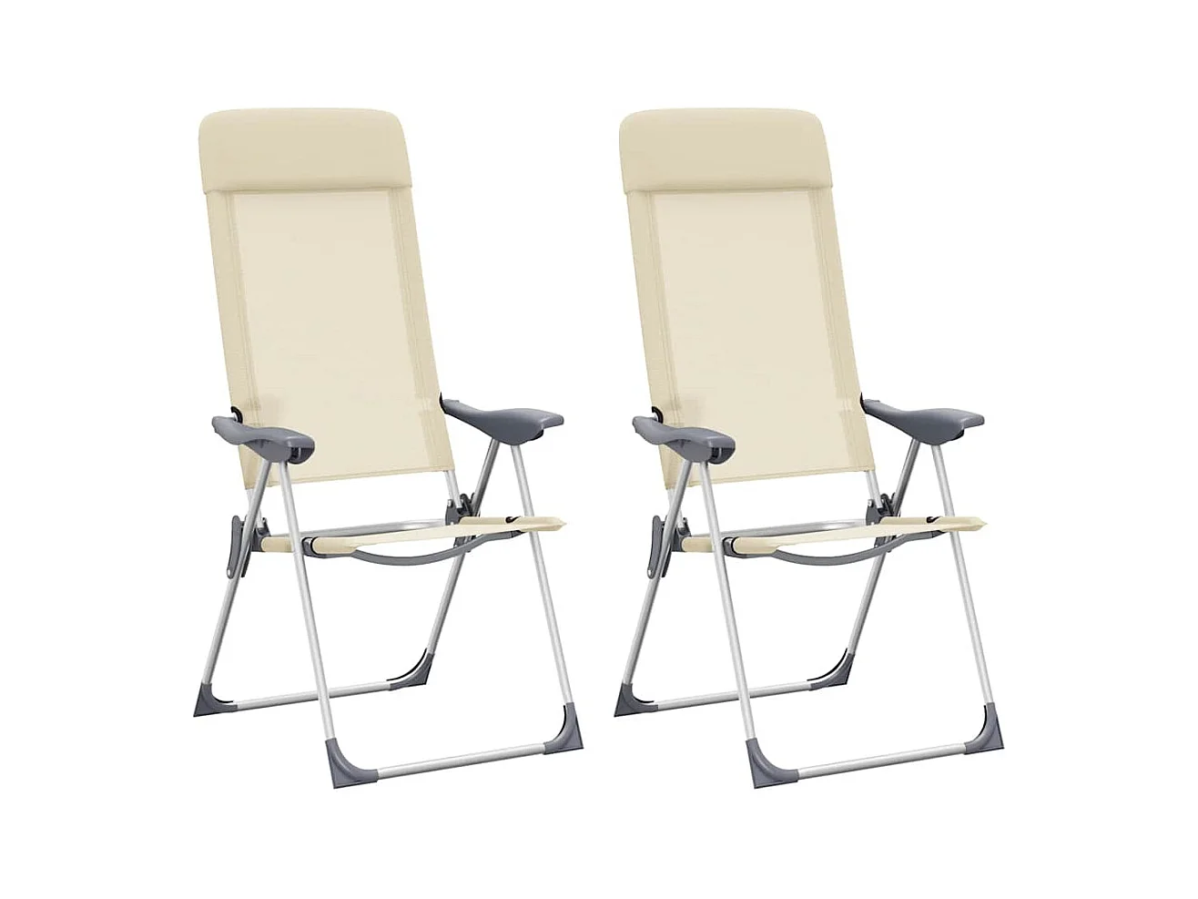 Campingstoelen 2 st inklapbaar aluminium crèmewit