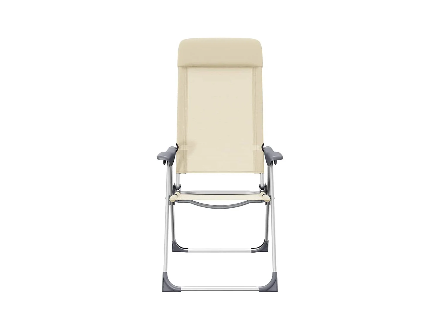 Campingstoelen 2 st inklapbaar aluminium crèmewit