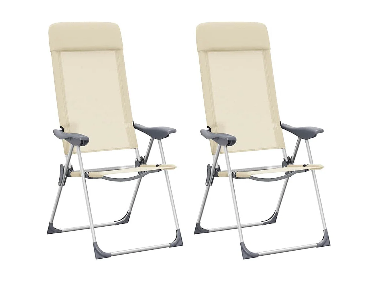 Chaises de camping pliables lot de 2 Crème Aluminium