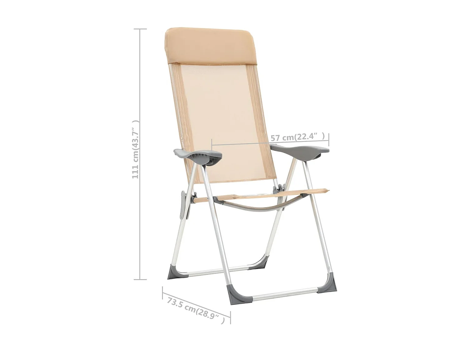 Chaises de camping pliables lot de 2 Crème Aluminium