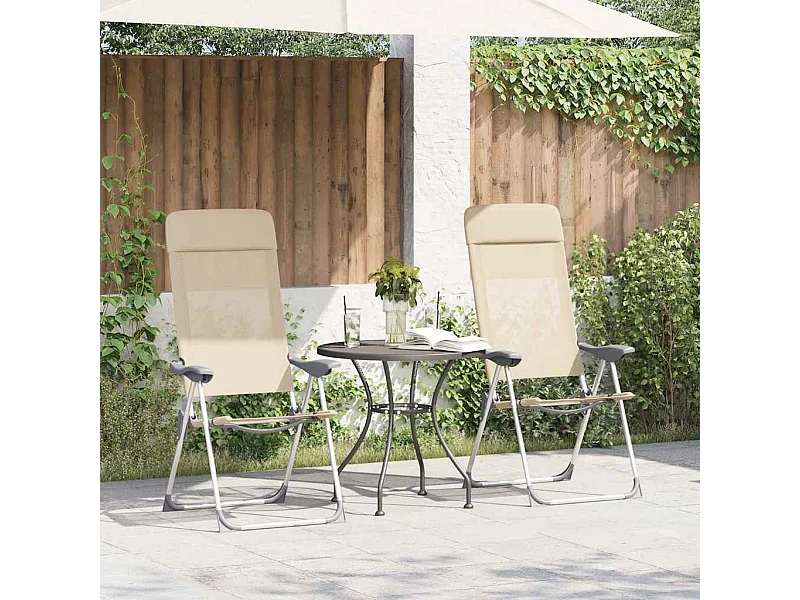 Chaises de camping pliables lot de 2 Crème Aluminium