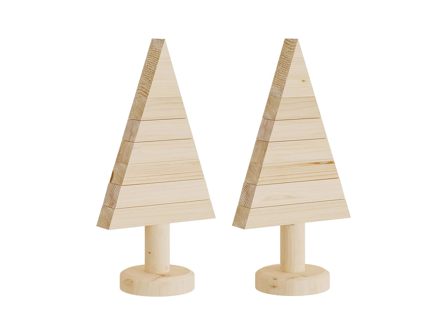 Deko-Weihnachtsbäume 2 Stk. Holz 30 cm Massivholz Kiefer