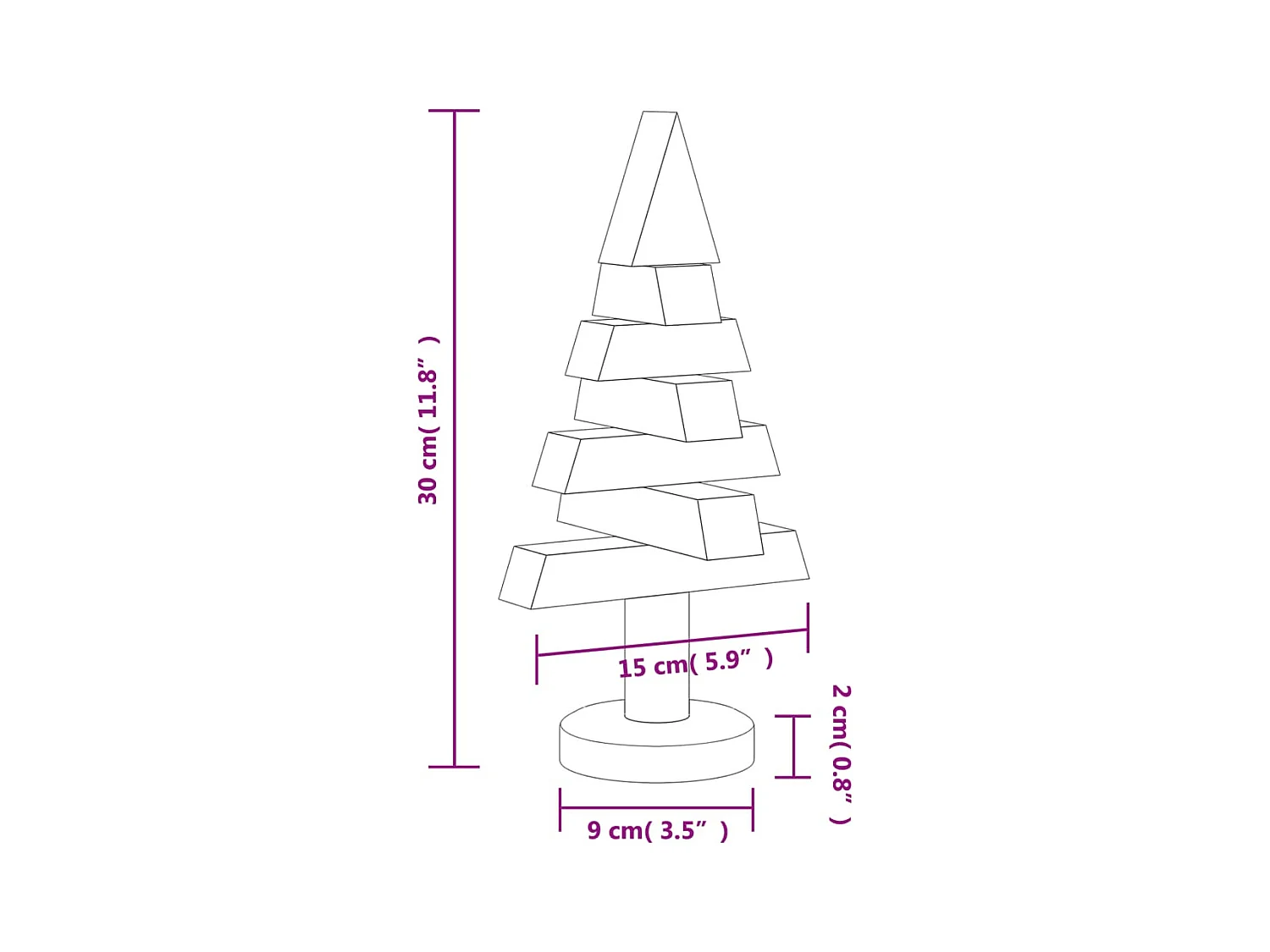 Deko-Weihnachtsbäume 2 Stk. Holz 30 cm Massivholz Kiefer