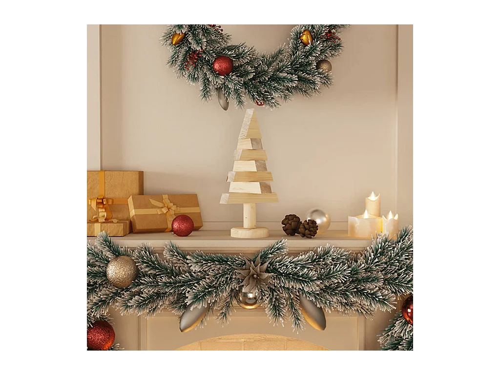 Arbres de Noël en bois pour décoration 2 pcs 30 cm pin massif