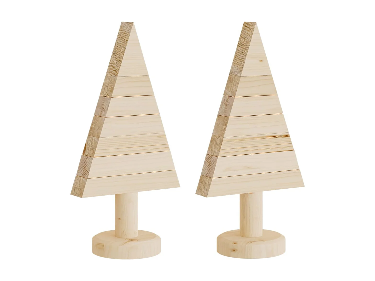 Alberi di Natale Decorativi in Legno 2pz 30cm Massello di Pino