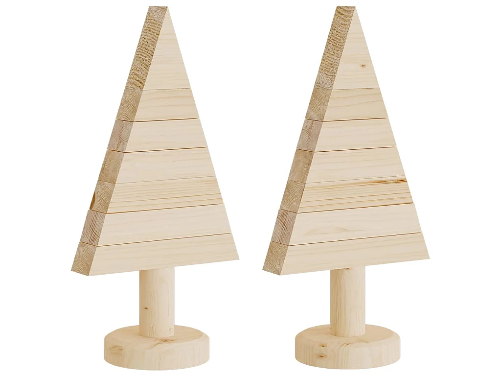 Arbres de Noël en bois pour décoration 2 pcs 30 cm pin massif