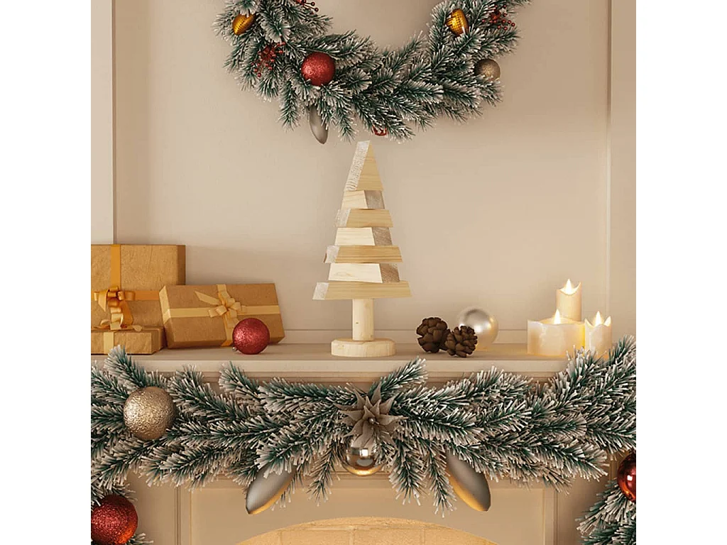 Arbres de Noël en bois pour décoration 2 pcs 30 cm pin massif