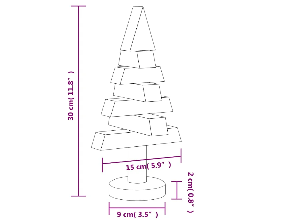 Arbres de Noël en bois pour décoration 2 pcs 30 cm pin massif