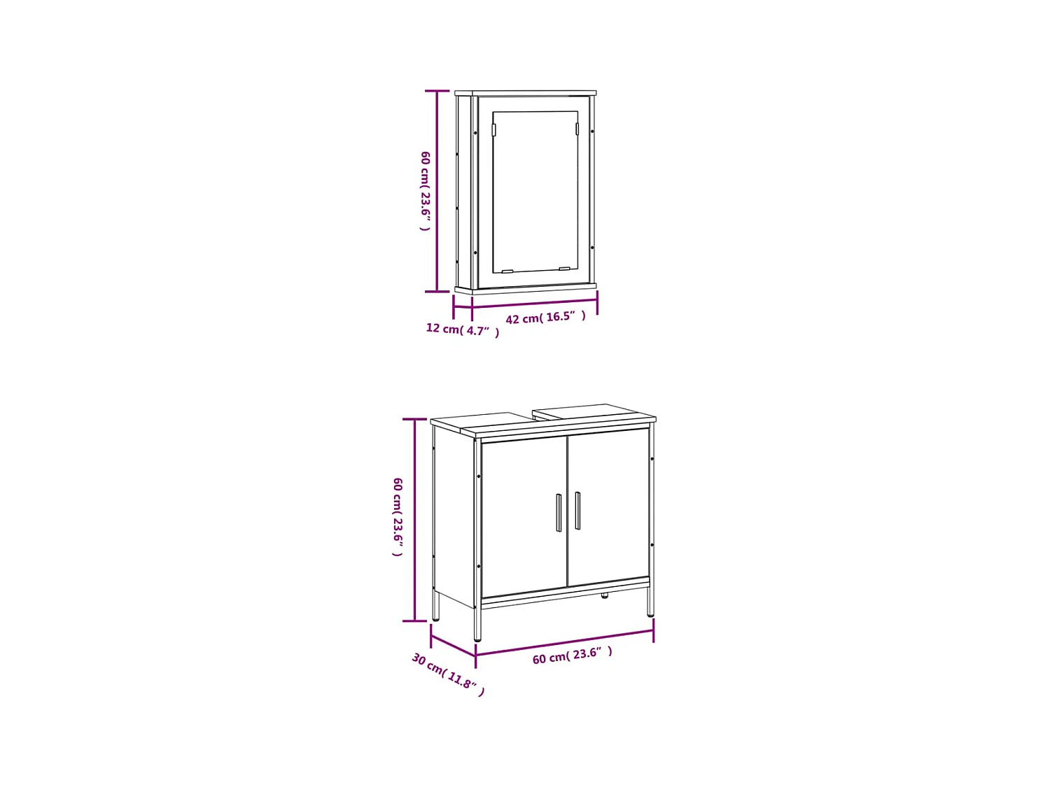 Set Mobili da Bagno 2 pz Nero in Legno Multistrato