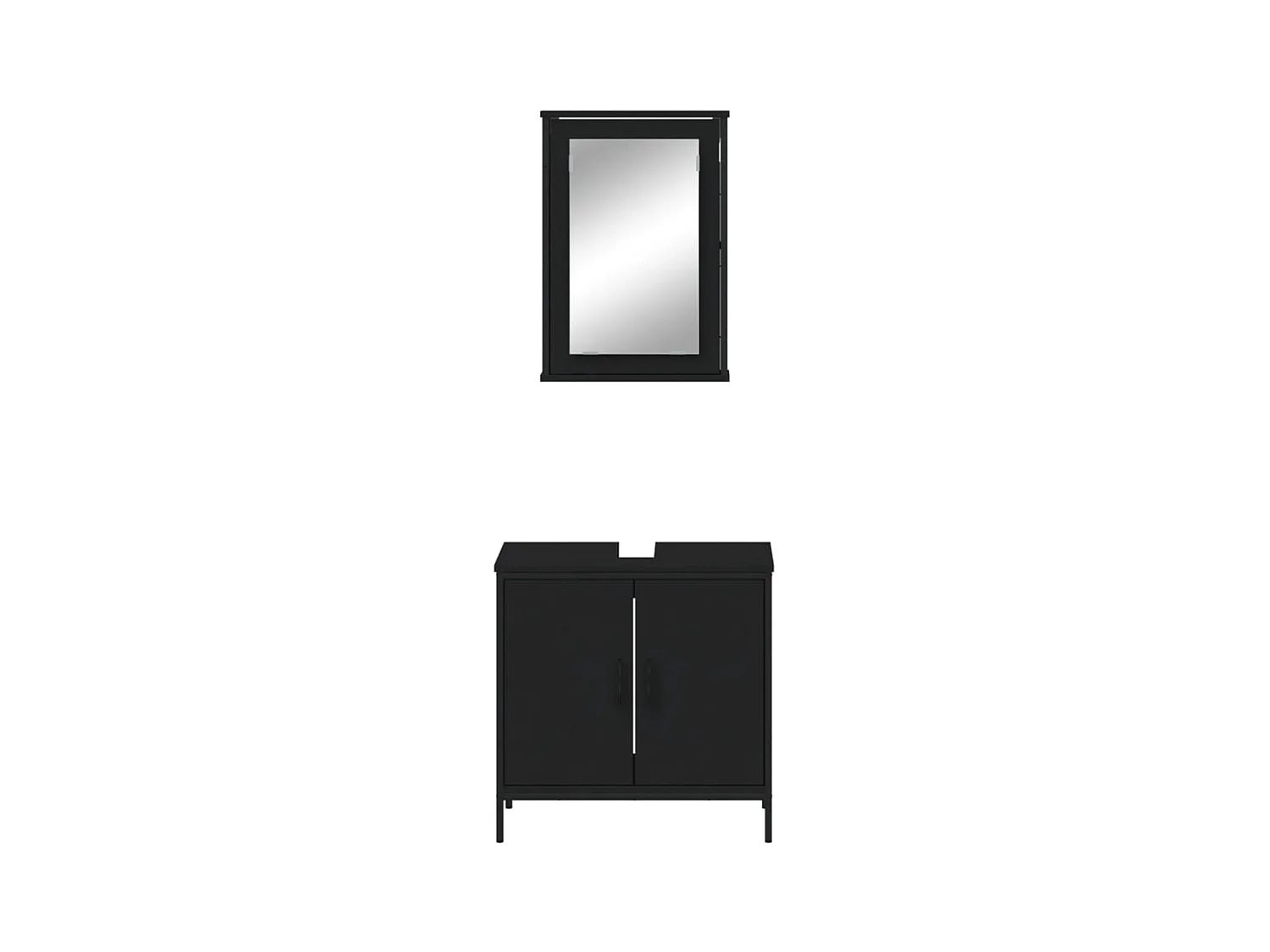 Set Mobili da Bagno 2 pz Nero in Legno Multistrato