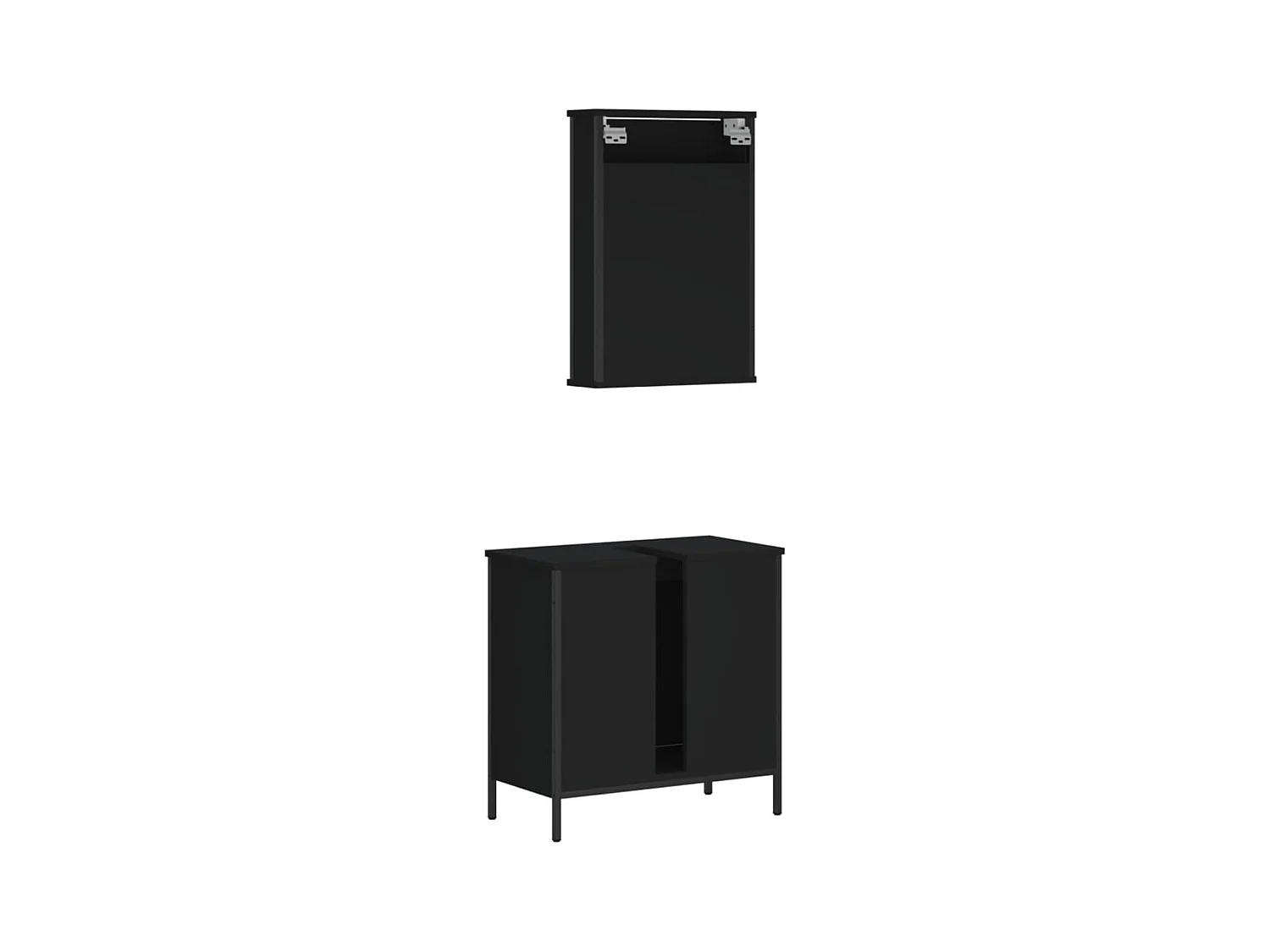 Set Mobili da Bagno 2 pz Nero in Legno Multistrato
