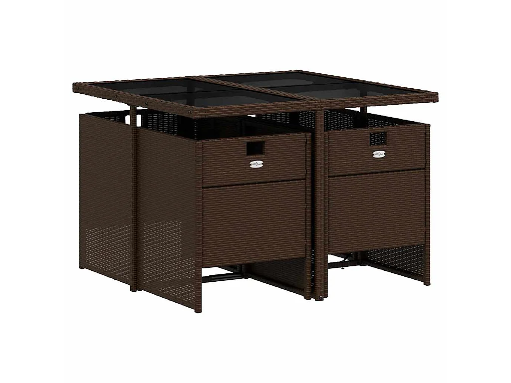 5-delige Tuinset met kussens poly rattan bruin