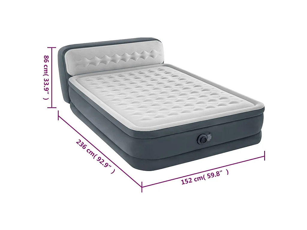 Cama inflable Dura-Beam Deluxe Ultra Plush Headboard 86 cm