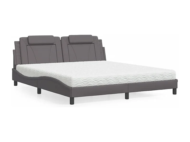 Bed "Viana" met matras kunstleer grijs 180x200 cm