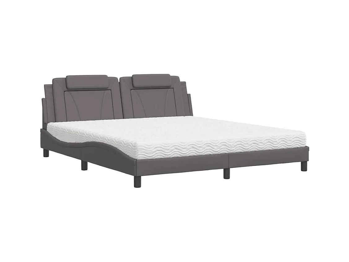 Lit avec matelas gris 180x200 cm similicuir