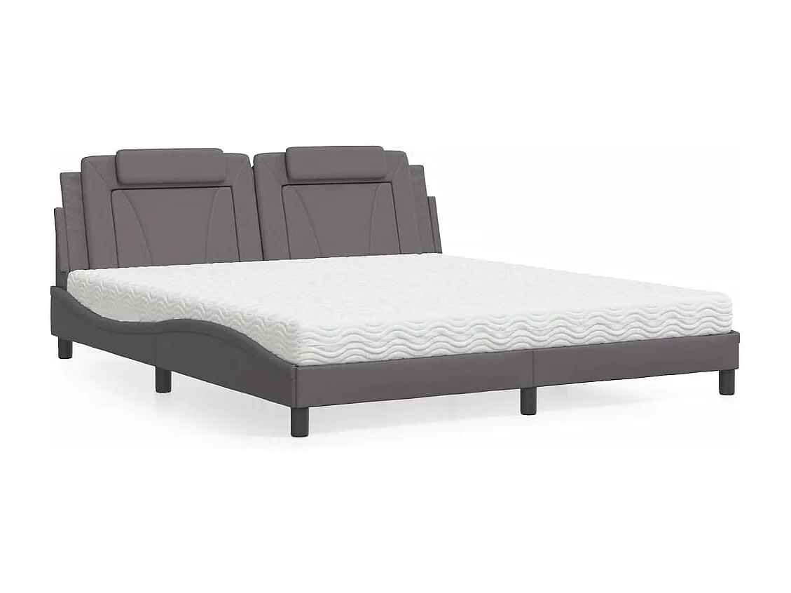 Lit Viana avec matelas gris 180x200 cm similicuir