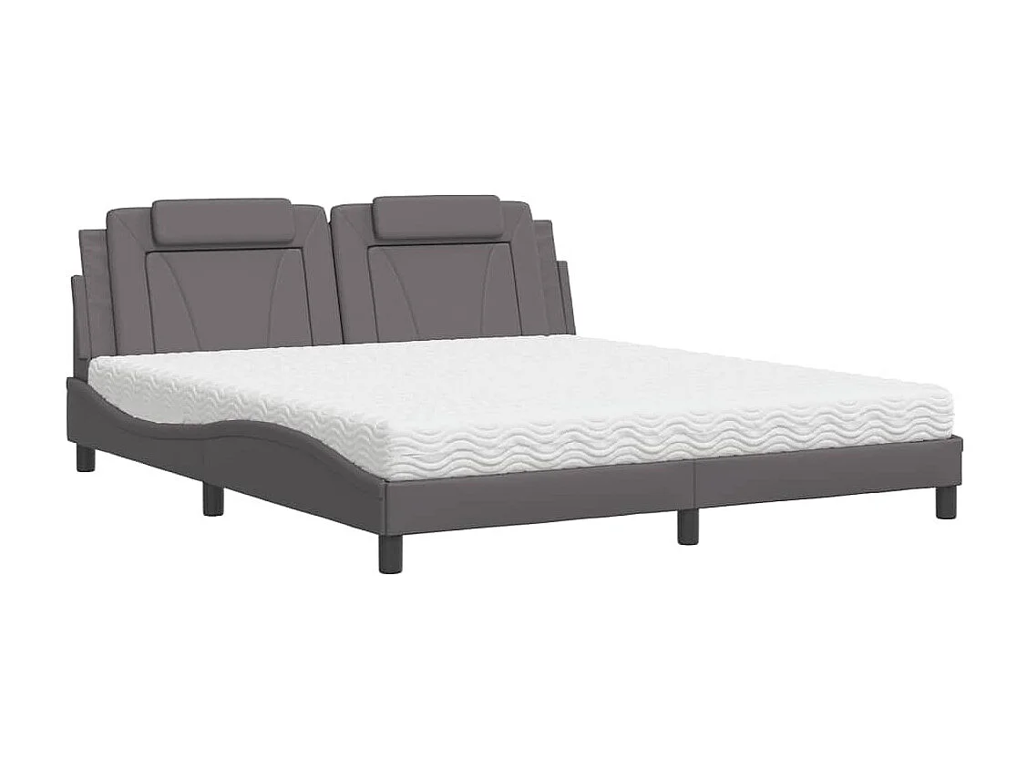 Lit Viana avec matelas gris 180x200 cm similicuir