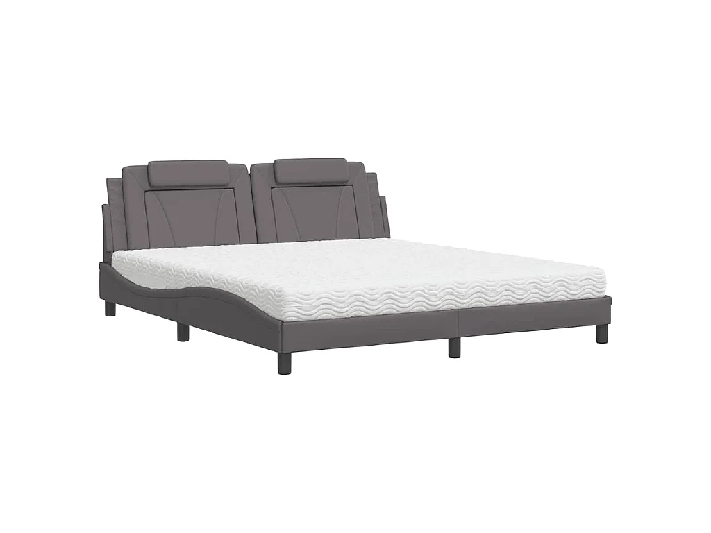 Bett "Viana" mit Matratze Grau 180x200 cm Kunstleder