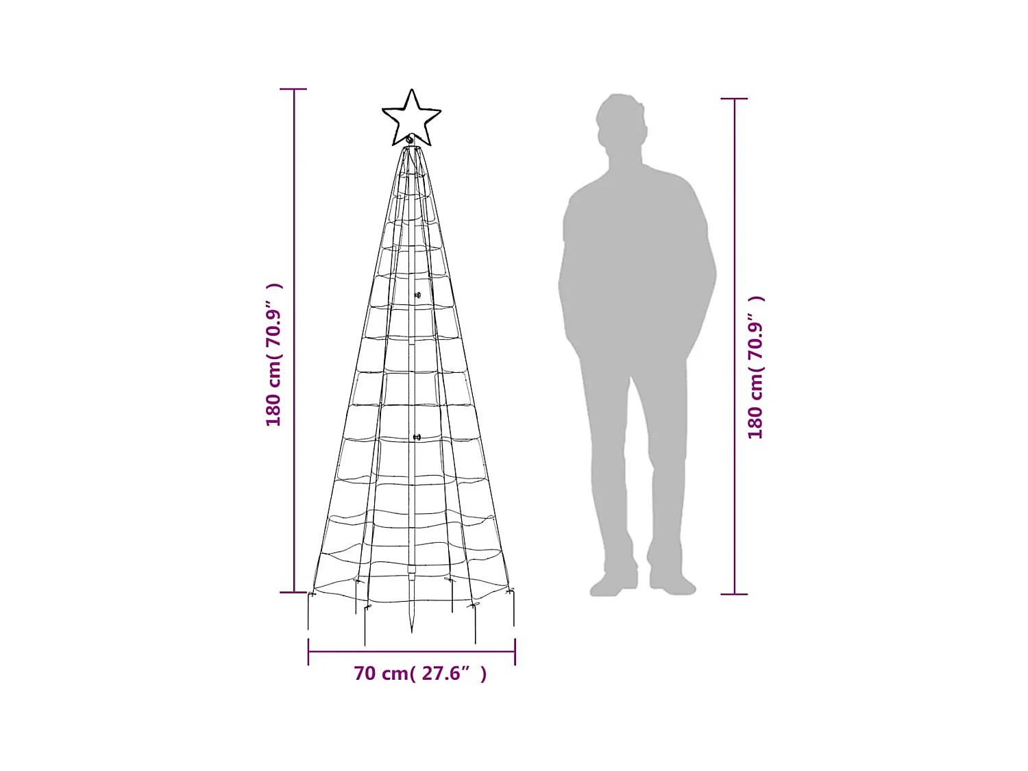 Árbol de Navidad LED con estacas 220 LEDs de colores 180 cm