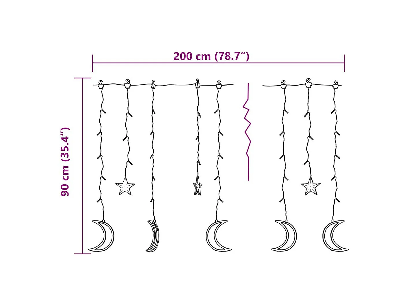 Lichtslinger ster en maan afstandsbediening 138 LED's warmwit